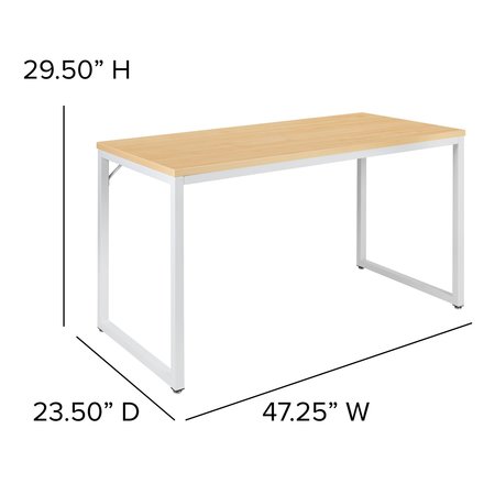 Flash Furniture 47"L Commercial Industrial Office Desk in Maple GC-GF156-12-MAP-WH-GG